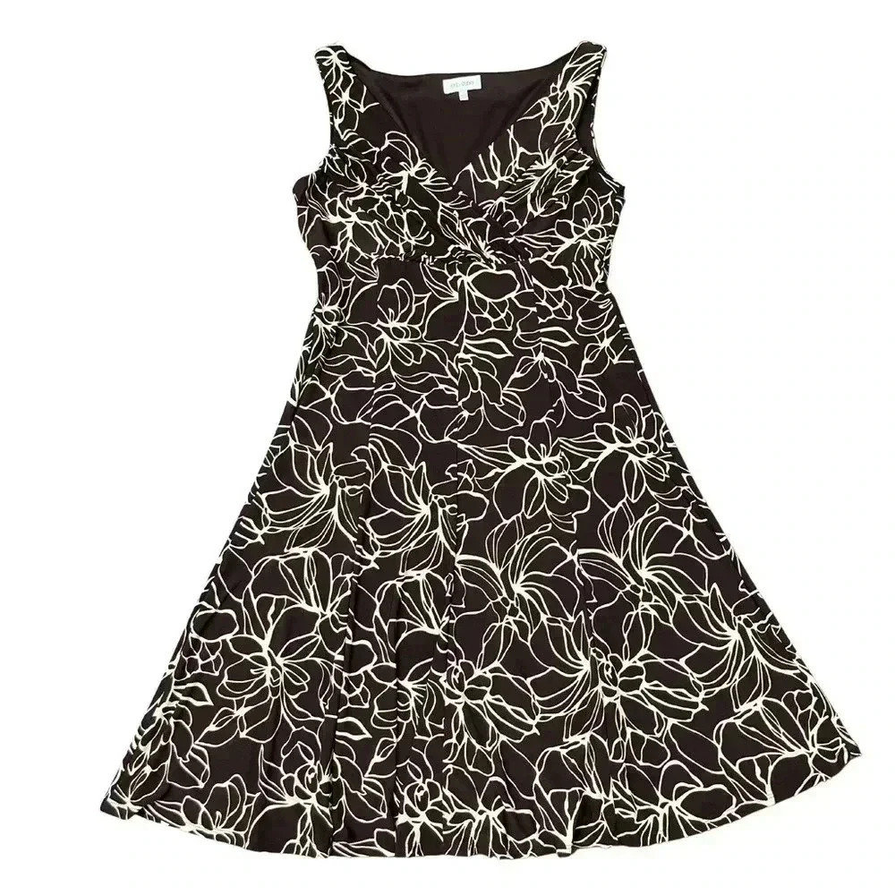 2/$12 Jones Studio Dress Size 10 Brown From Dress Barn Flare Fun Flirty Teacher